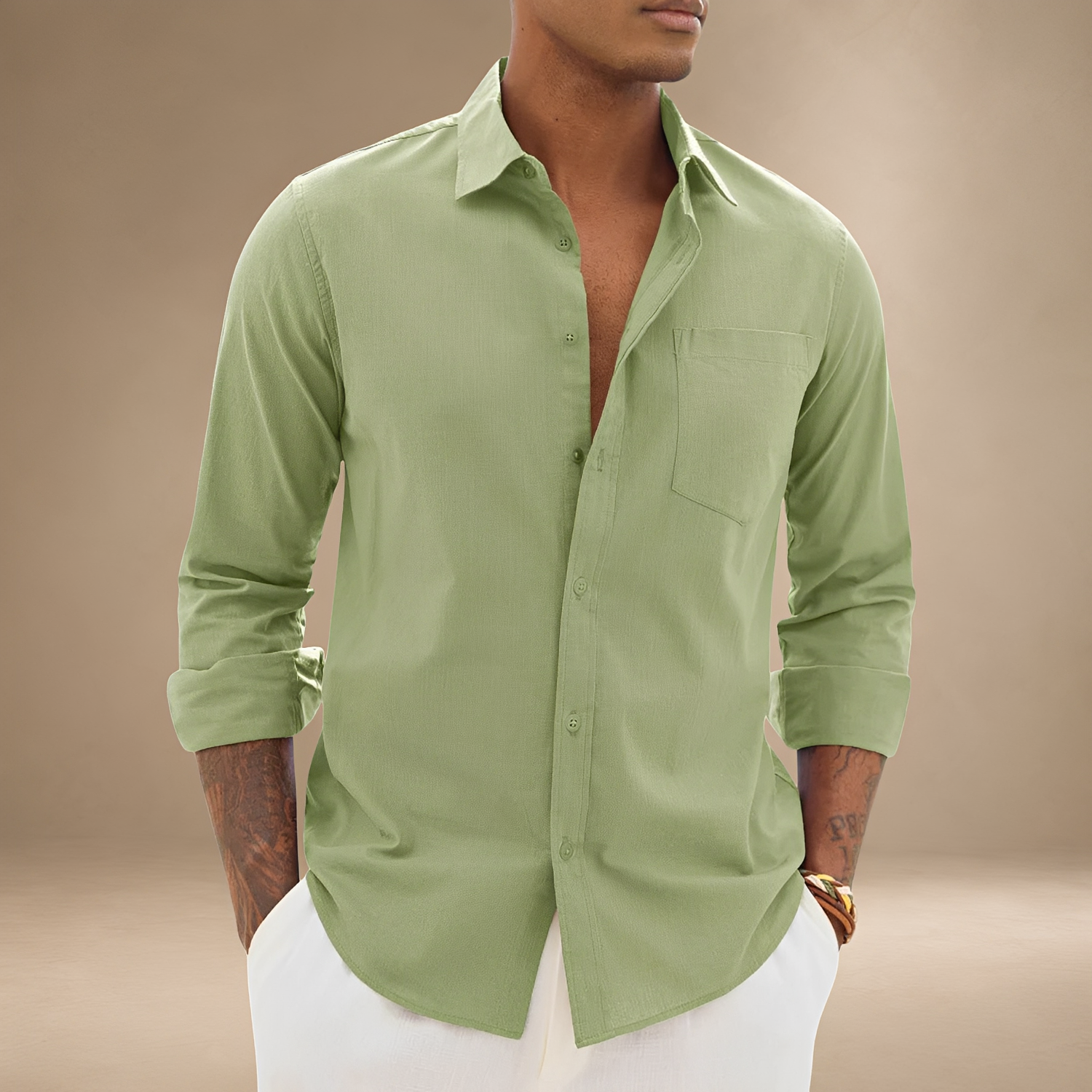 Ajay - Chemise Casual à Manches Longues