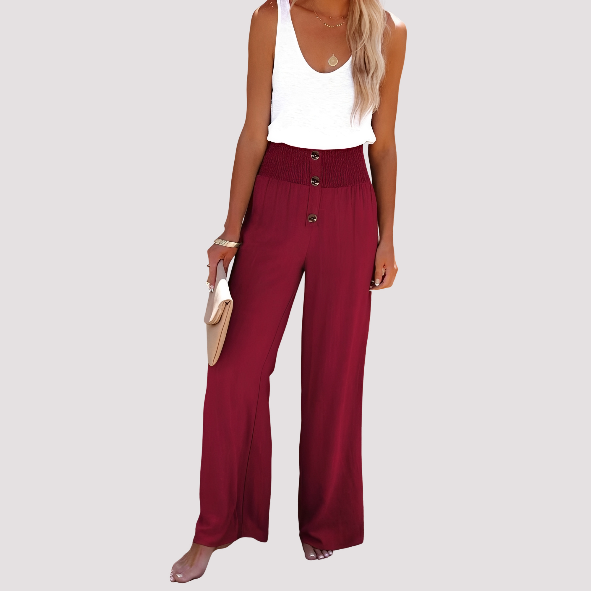 Christa - Pantalon large taille haute