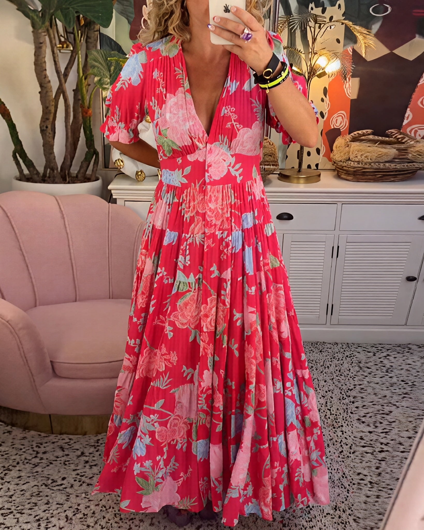 Emma - Robe maxi pour femme avec un motif floral