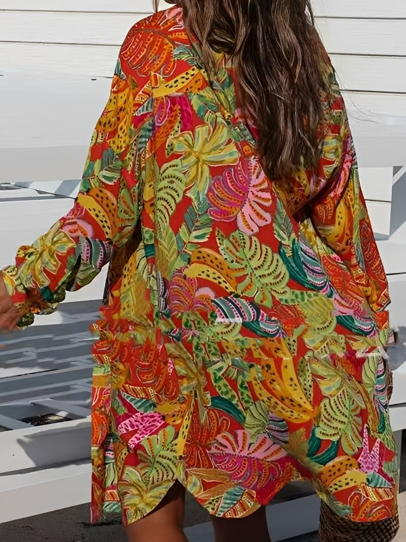 Montes - Robe Chemise à Boutons avec Motif Floral