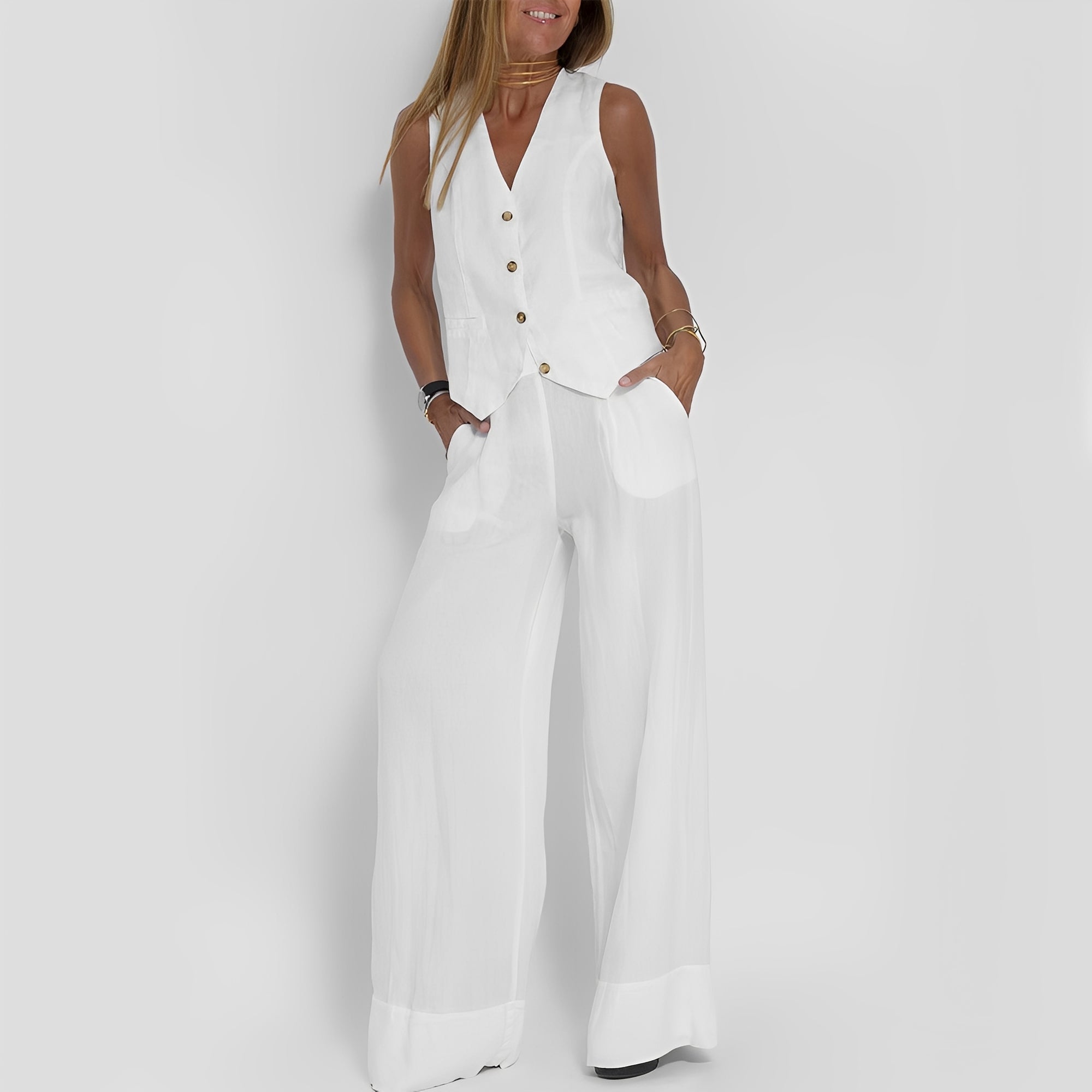 Joan - Ensemble sans manches et pantalon ample décontracté pour femmes