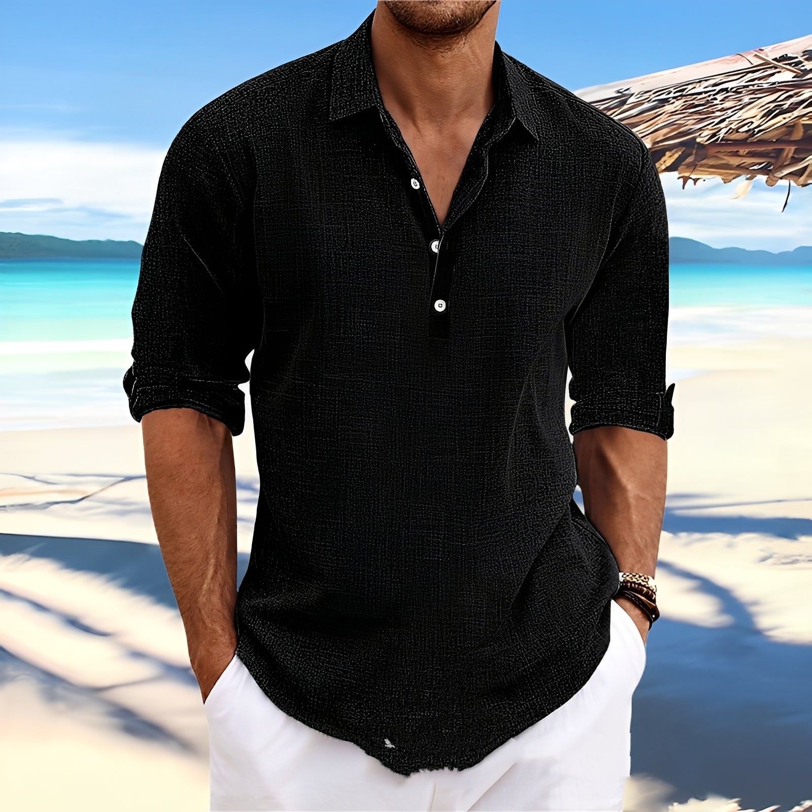 Ricky – Chemise homme à manches longues – idéale pour des journées chaudes et confortables