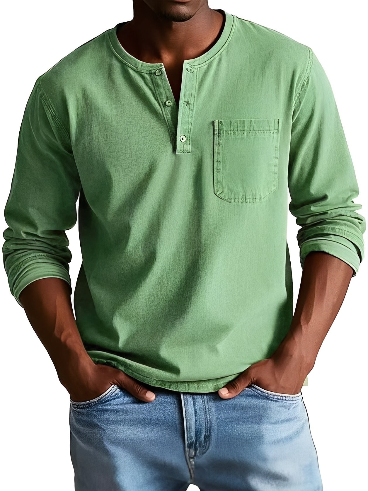 Steve - Chemise homme à manches longues, style décontracté