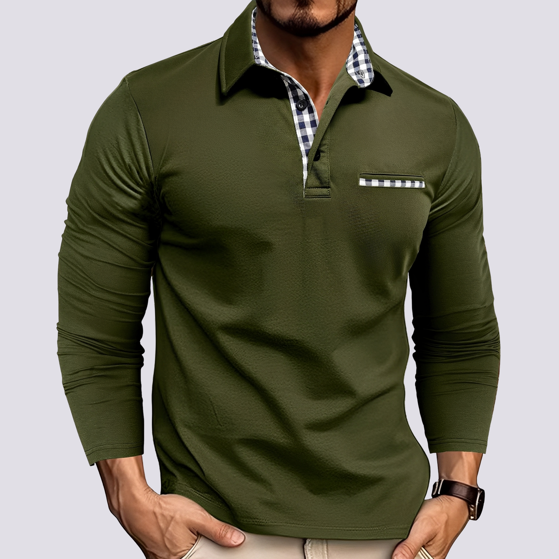 Mark – Polo pour homme – décontracté à manches longues