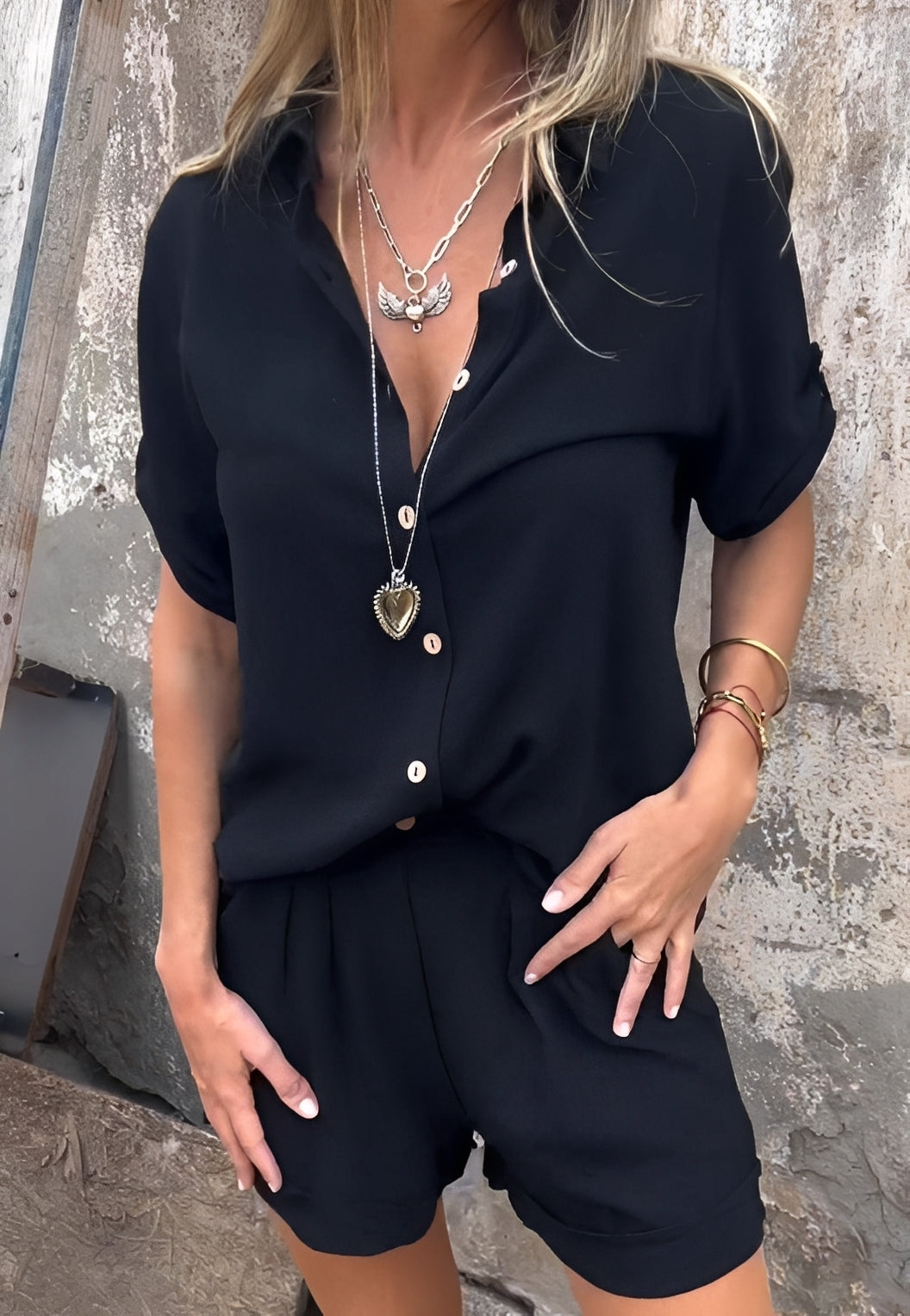 Minnie - Ensemble blouse et short décontracté