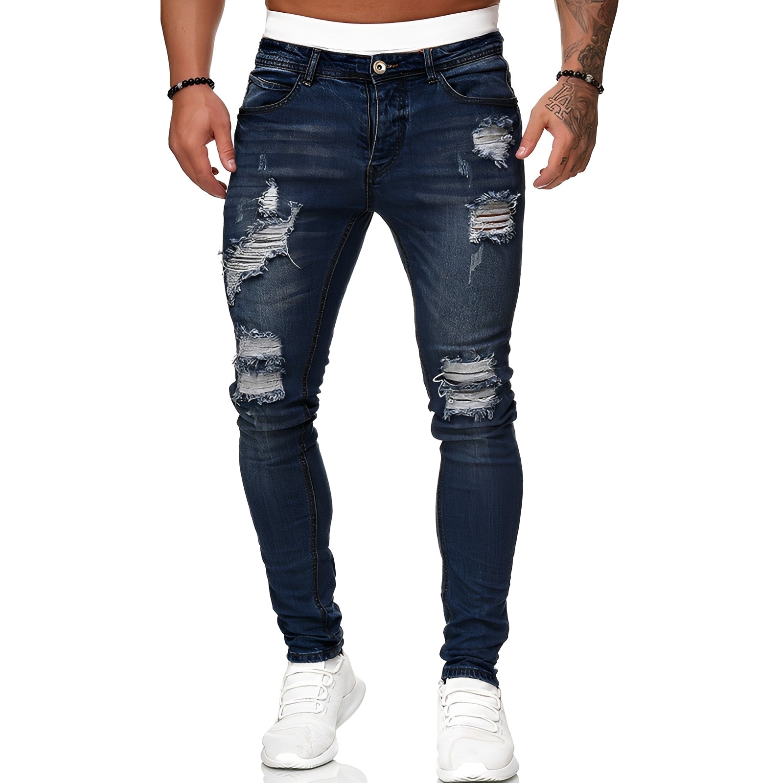 Annie - Jean skinny homme avec déchirures, look décontracté
