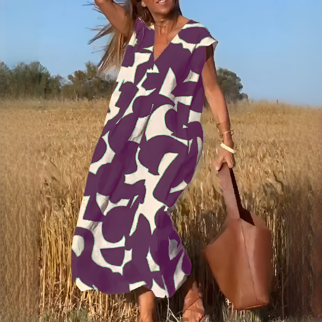 Vicky - Robe Élégante Col V Coupe Large