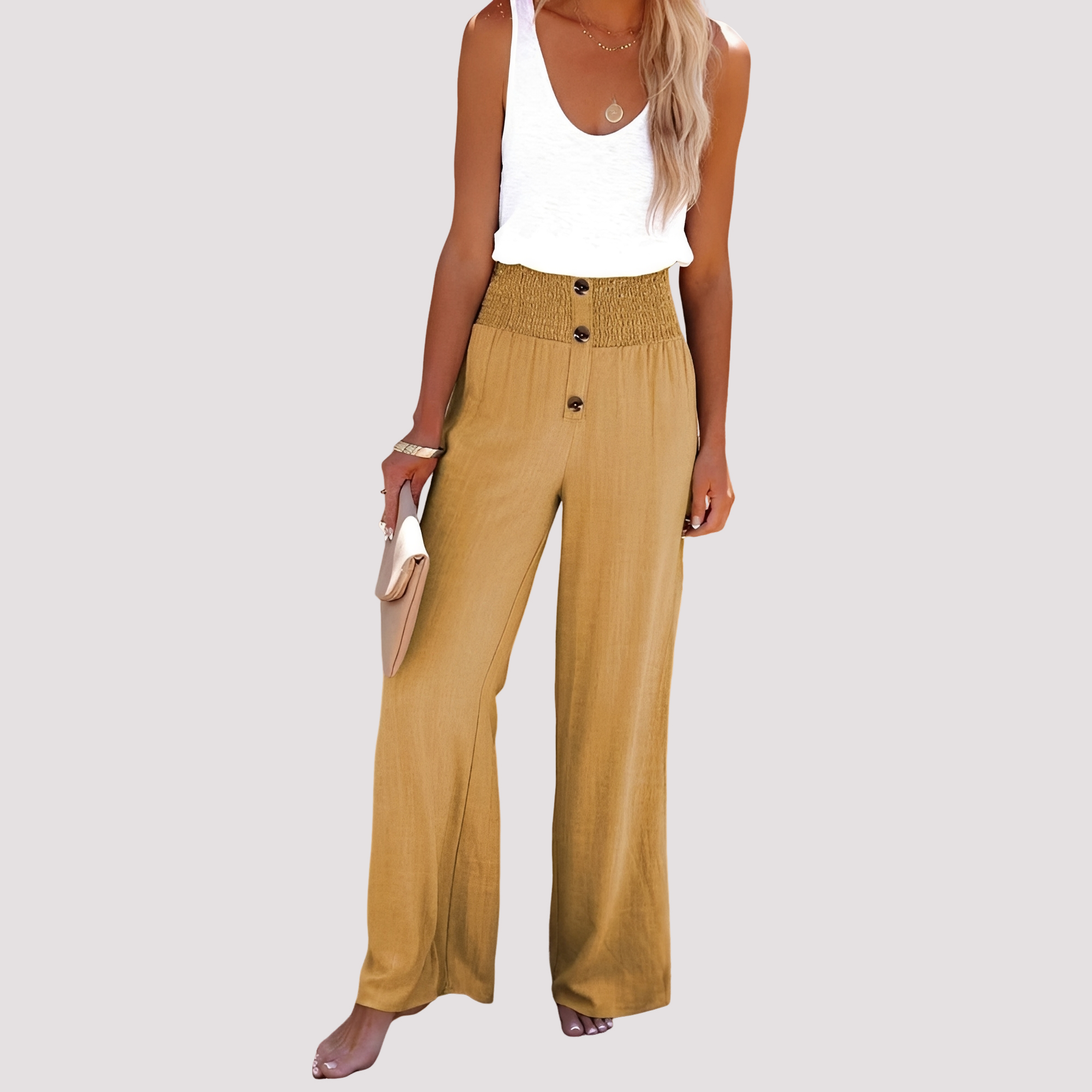Christa - Pantalon large taille haute