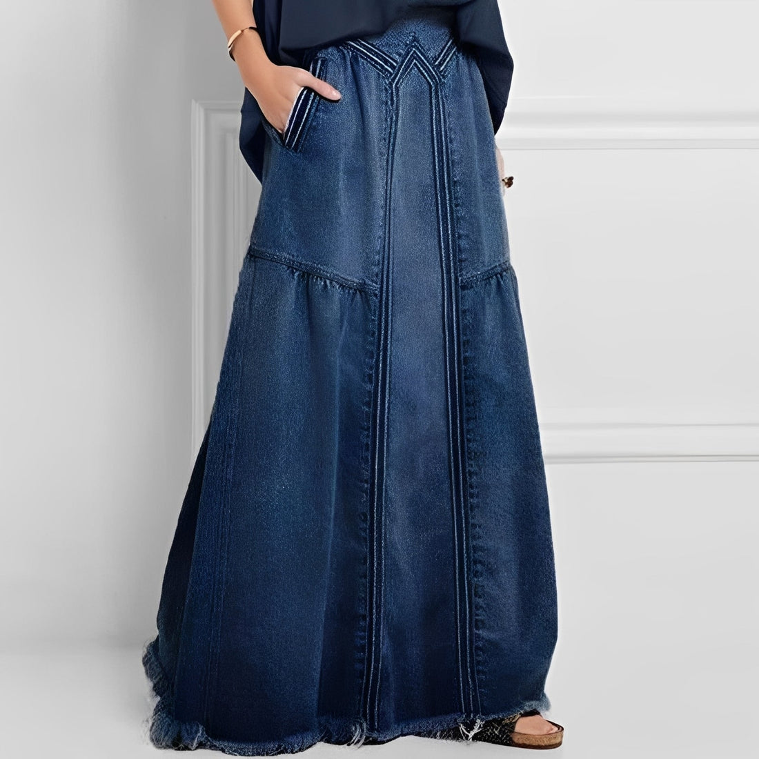 Nella - Jupe élégante en denim avec poche pour femmes