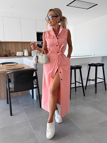 Steph - Robe midi chic en jean