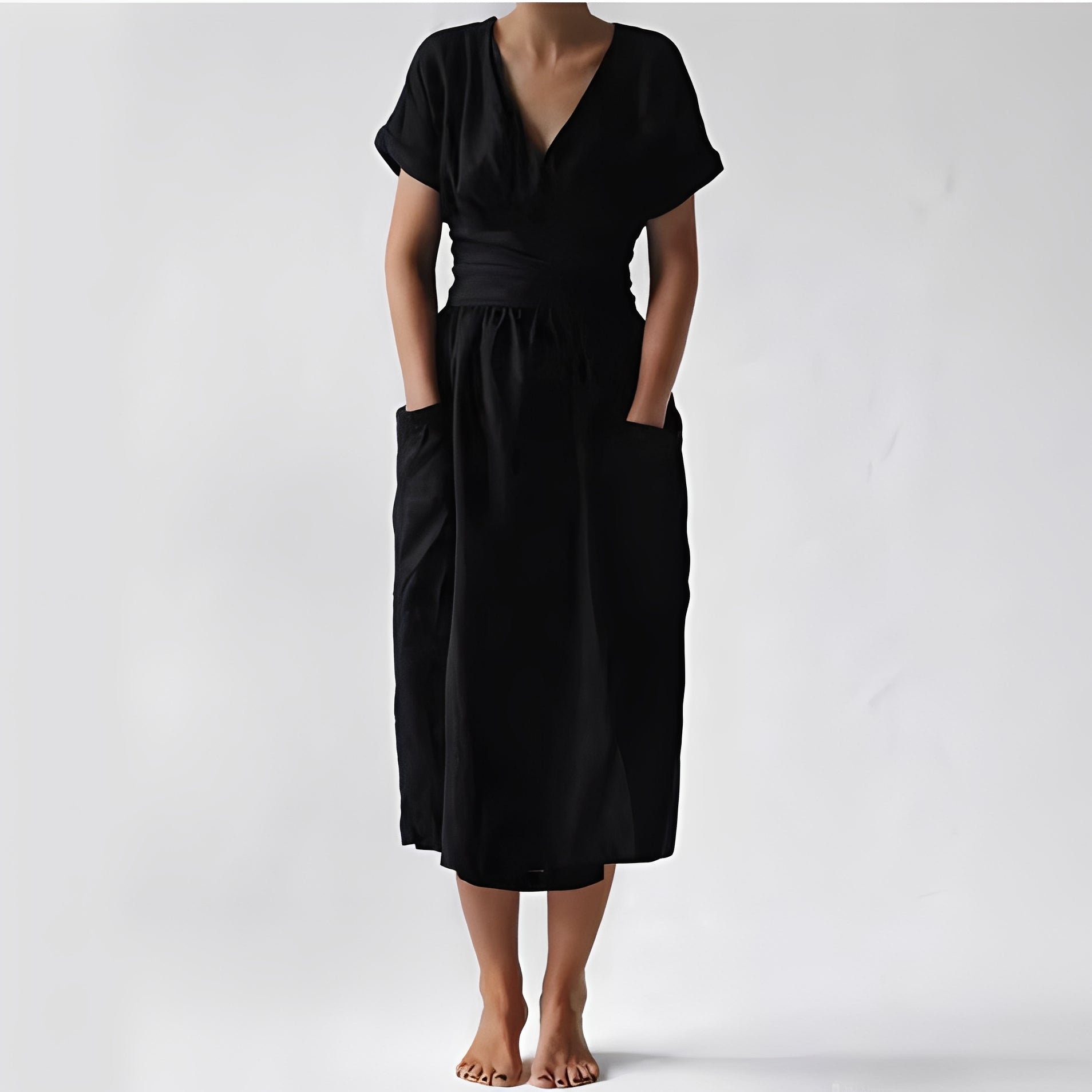 Sasha - Robe portefeuille basique avec poches
