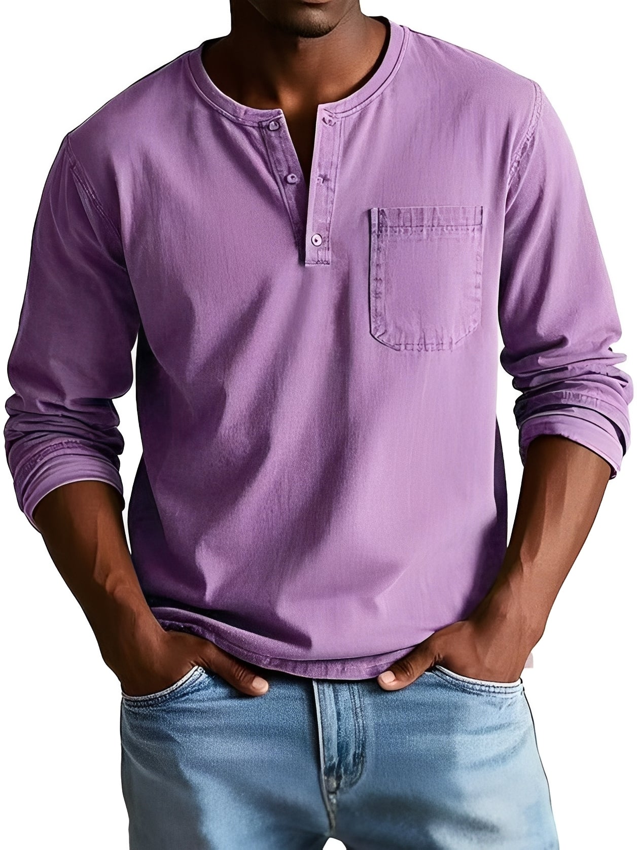 Steve - Chemise homme à manches longues, style décontracté