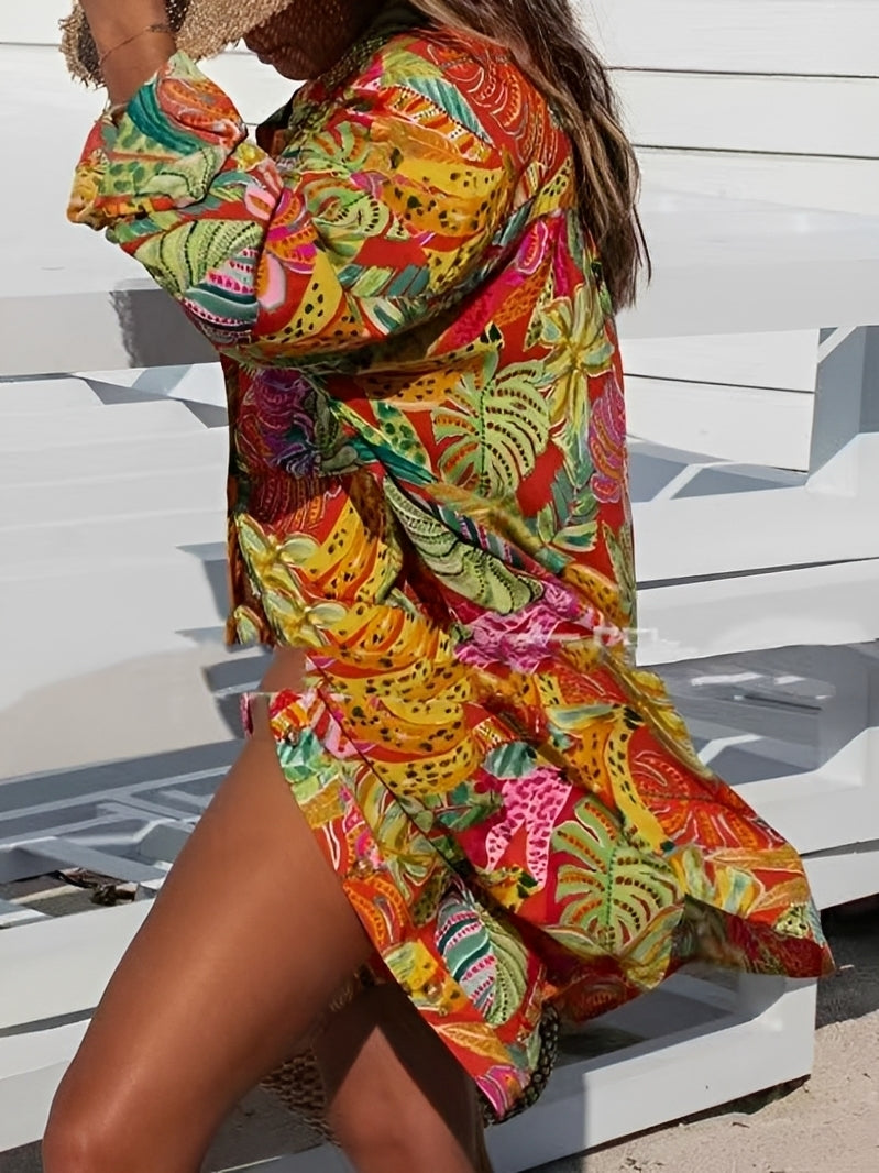 Montes - Robe Chemise à Boutons avec Motif Floral