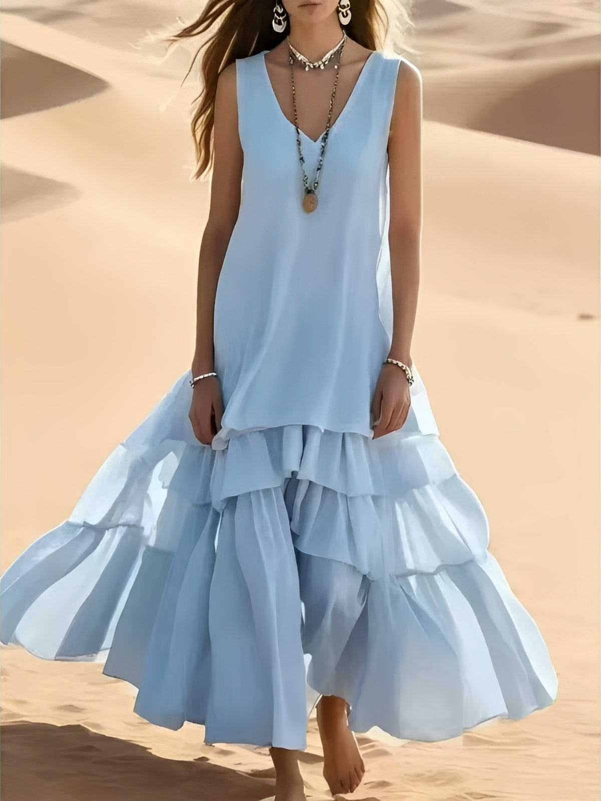 Mollie - Robe maxi décontractée avec un grand ourlet pour femmes