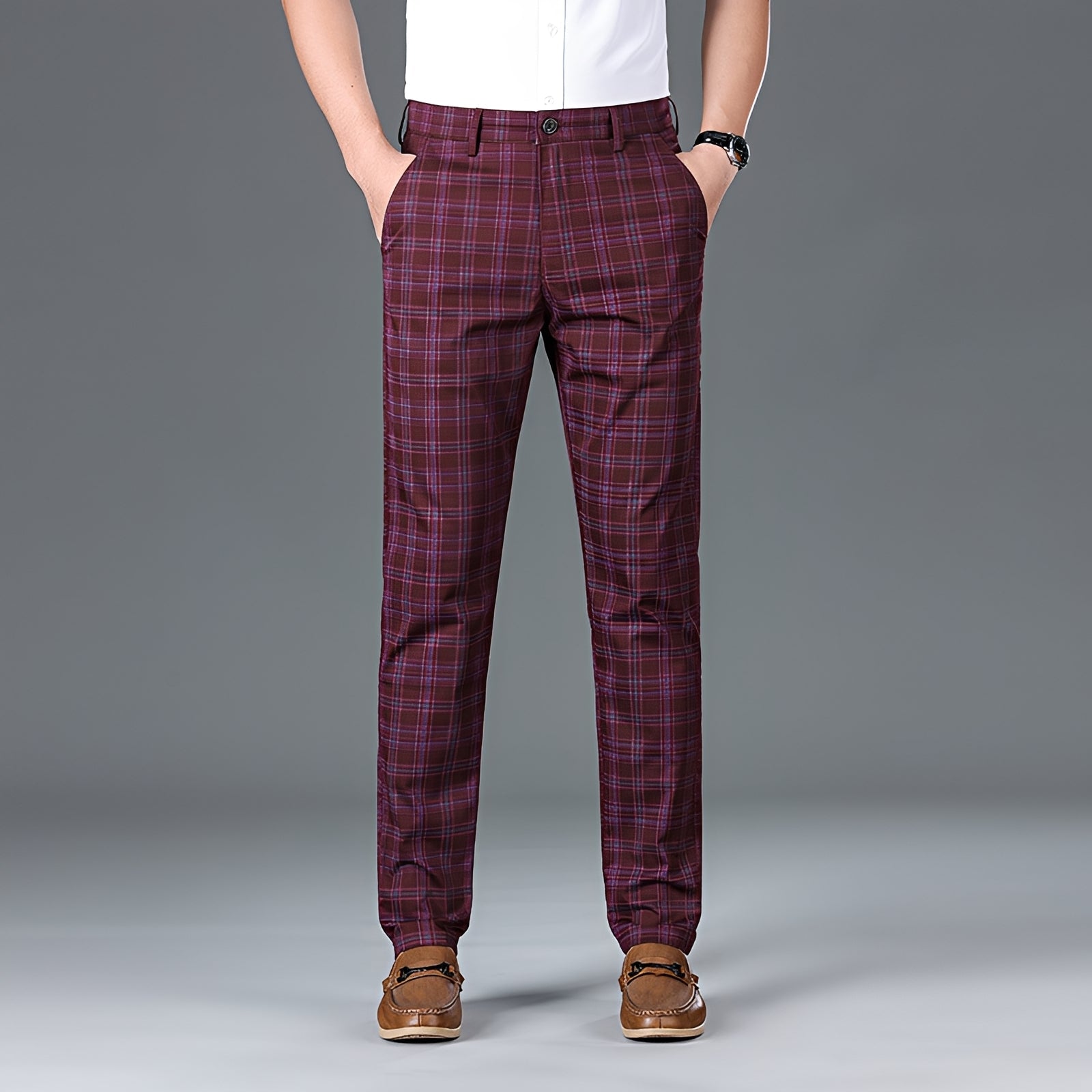 Myers - Pantalon décontracté à motif carreaux