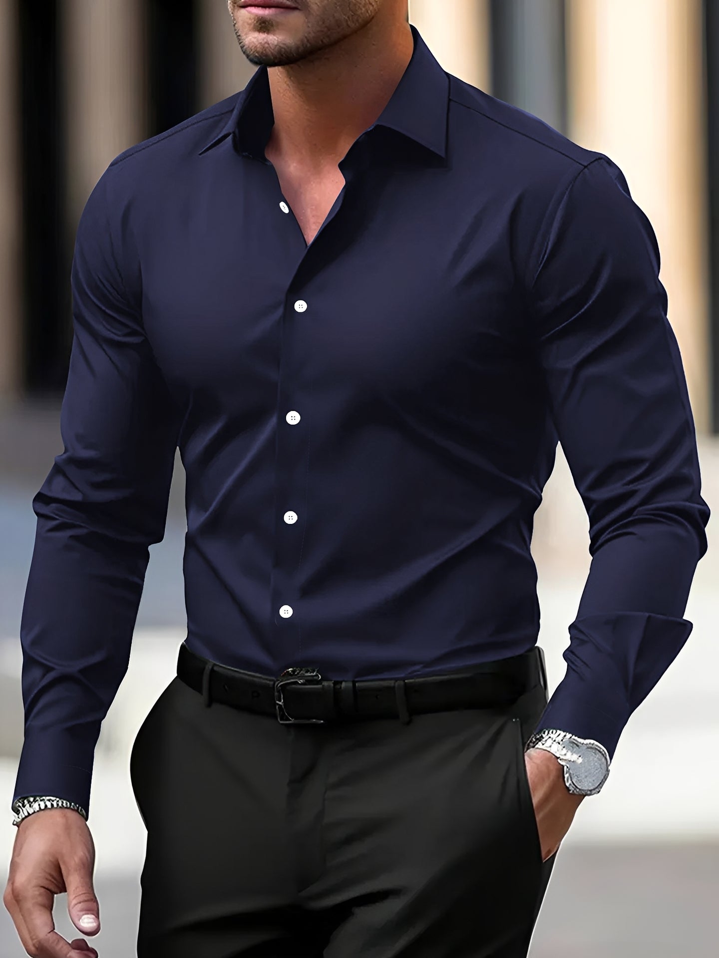 Jeremy – Chemise homme manches longues – pour occasions décontractées et formelles