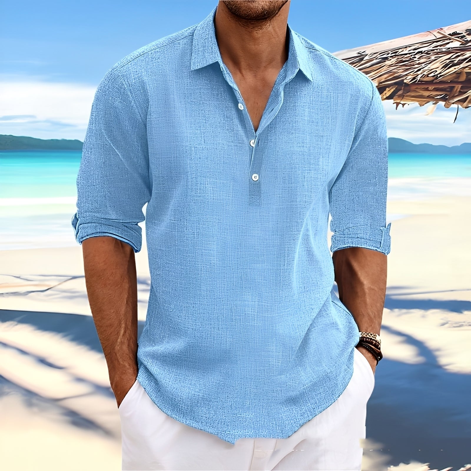 Ricky – Chemise homme à manches longues – idéale pour des journées chaudes et confortables