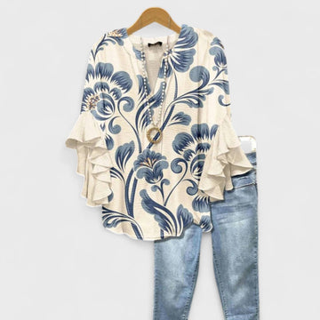 Kay- Élégante Blouse Femme avec Motif Floral