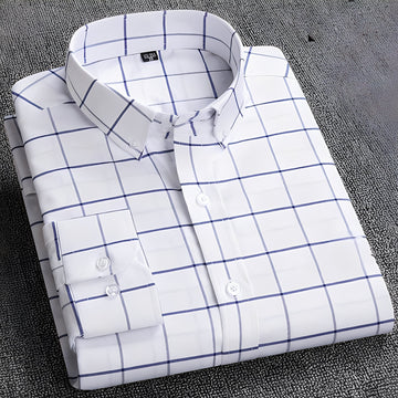 Jezriel - Chemise à carreaux moderne à manches longues pour homme