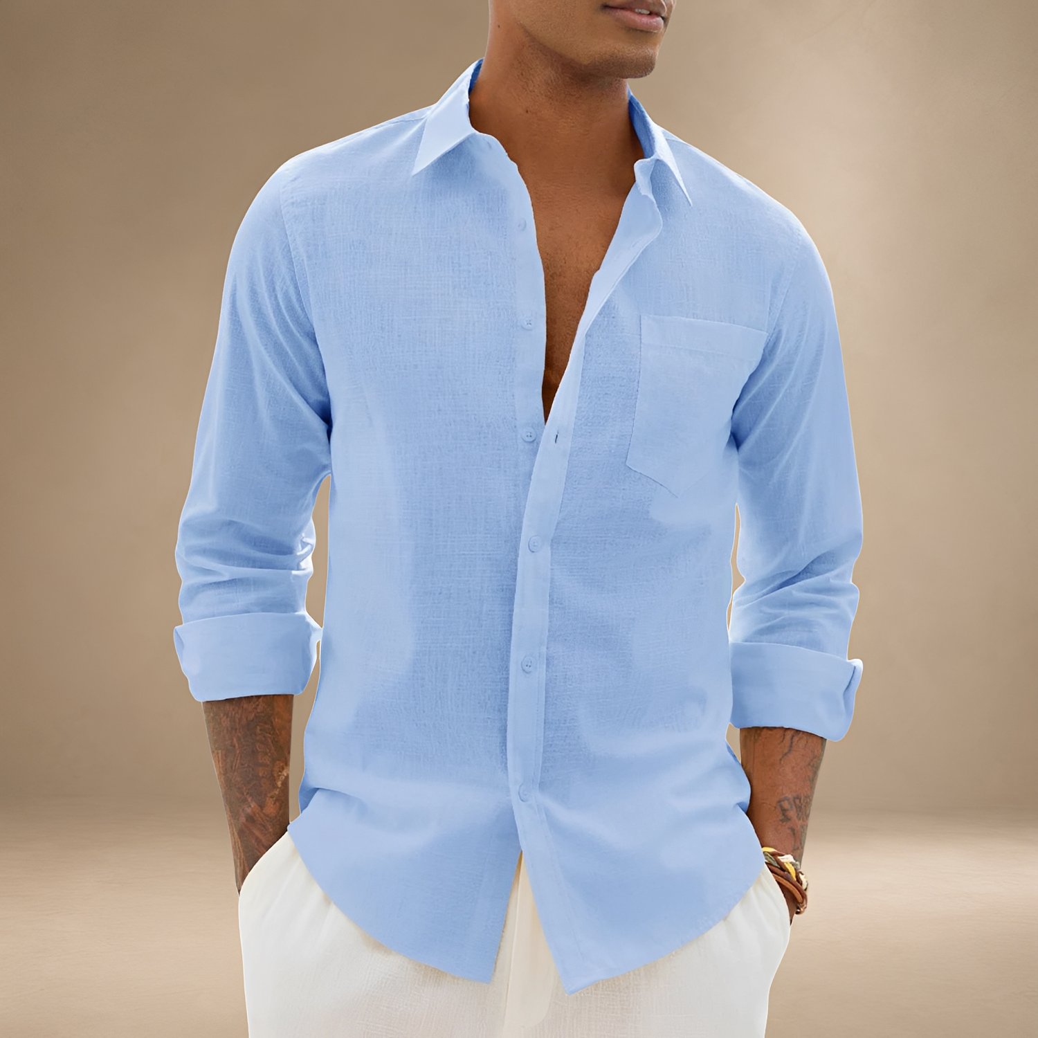 Ajay - Chemise Casual à Manches Longues