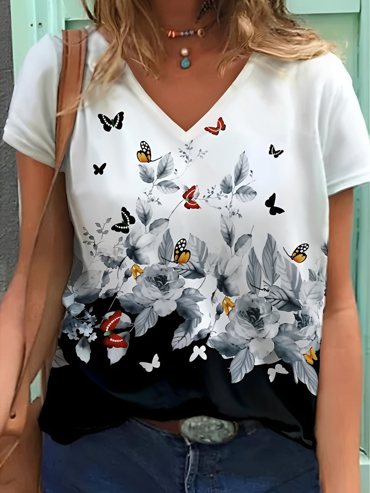 Niki - Haut chic à motifs de fleurs pour femmes