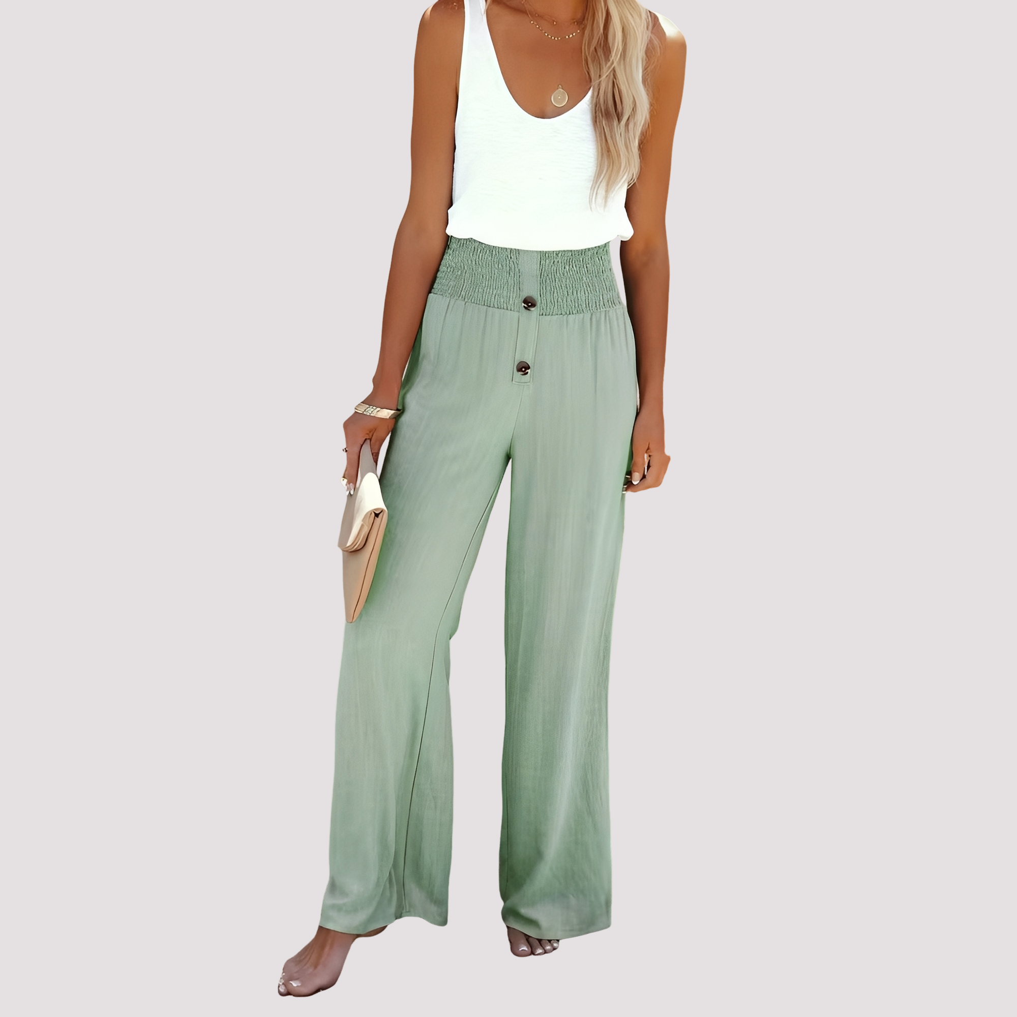 Christa - Pantalon large taille haute