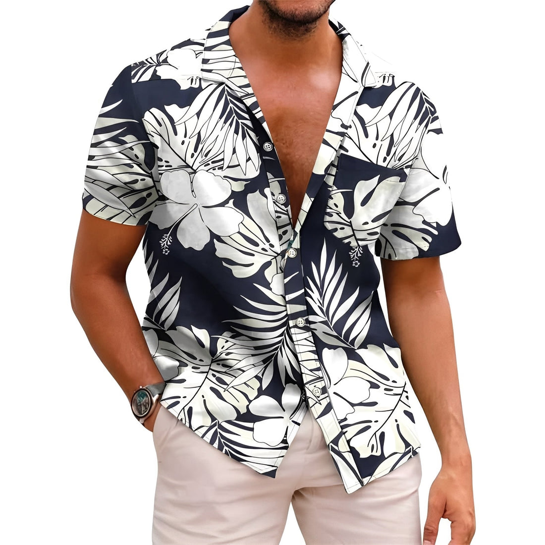 Harry - Chemise homme au motif tropical élégant