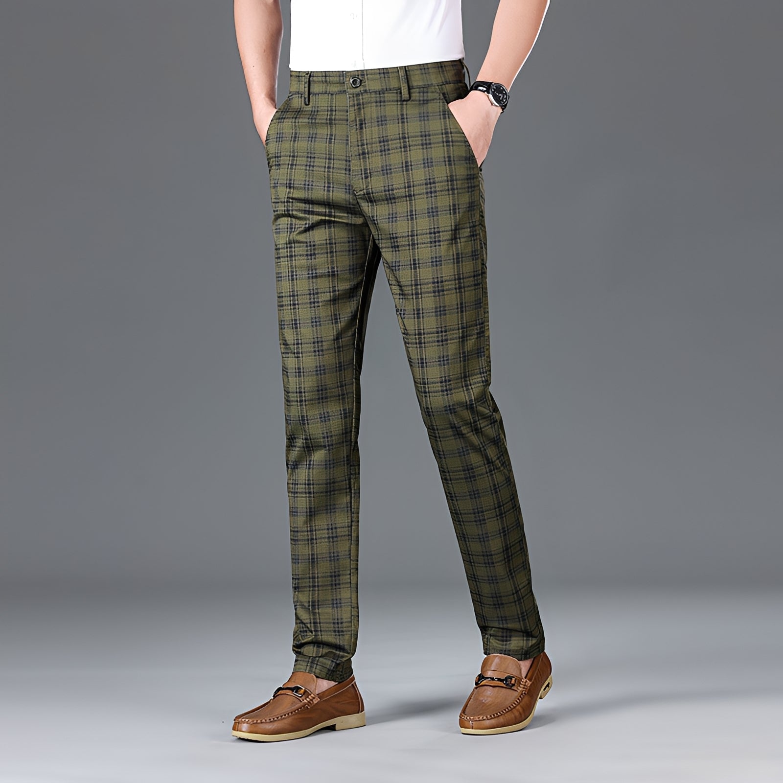Myers - Pantalon décontracté à motif carreaux