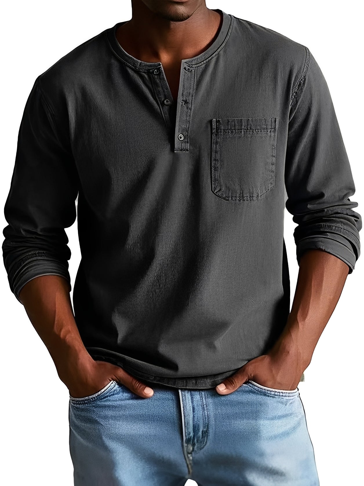 Steve - Chemise homme à manches longues, style décontracté