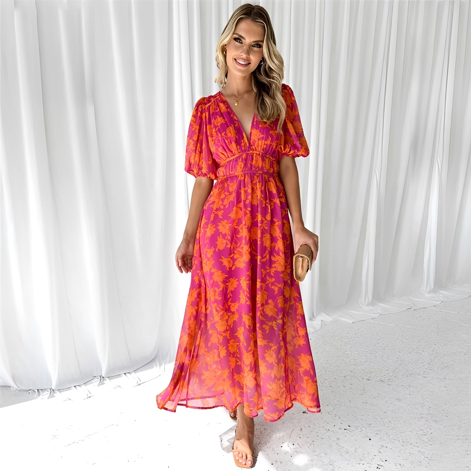 Louisa - Robe Midi Large à Imprimé Floral