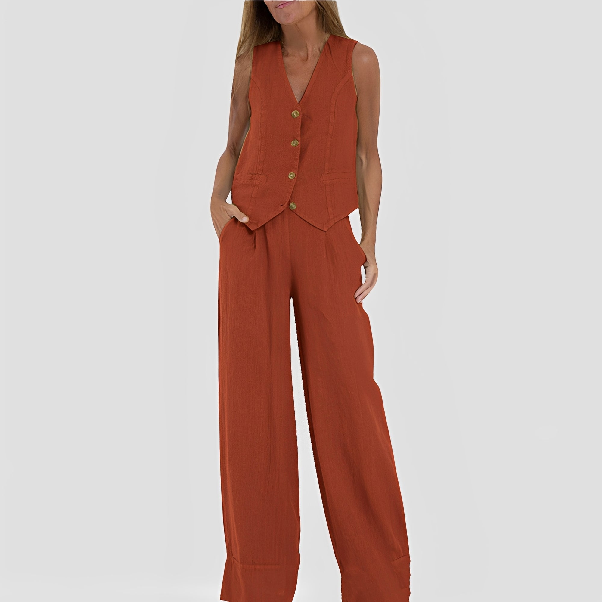 Joan - Ensemble sans manches et pantalon ample décontracté pour femmes