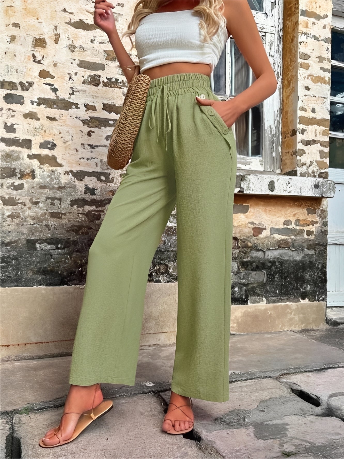 Allie - Pantalon ample, élégant et taille haute pour femmes