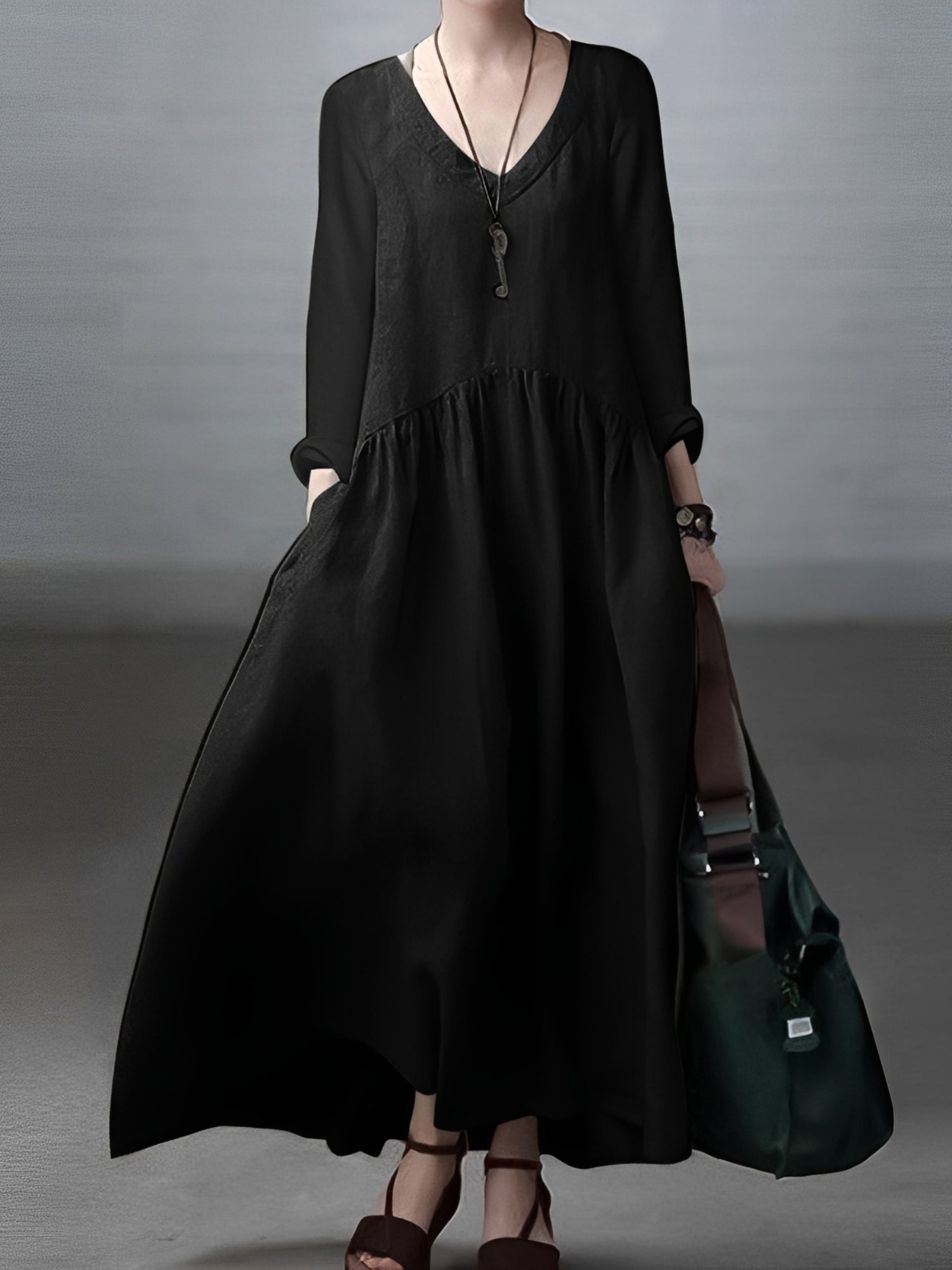 Lindy - Robe large et relax avec col en V pour femmes