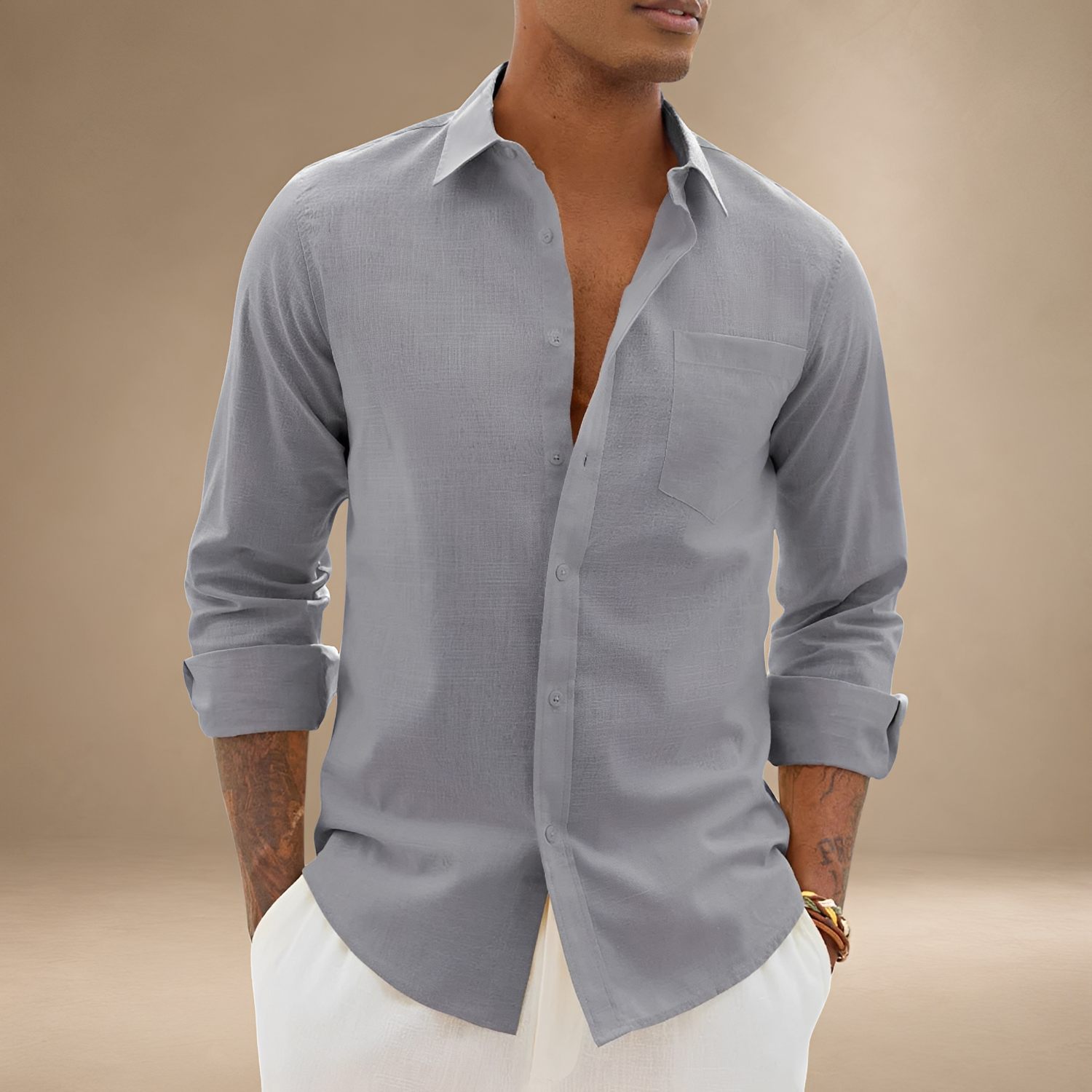 Ajay - Chemise Casual à Manches Longues