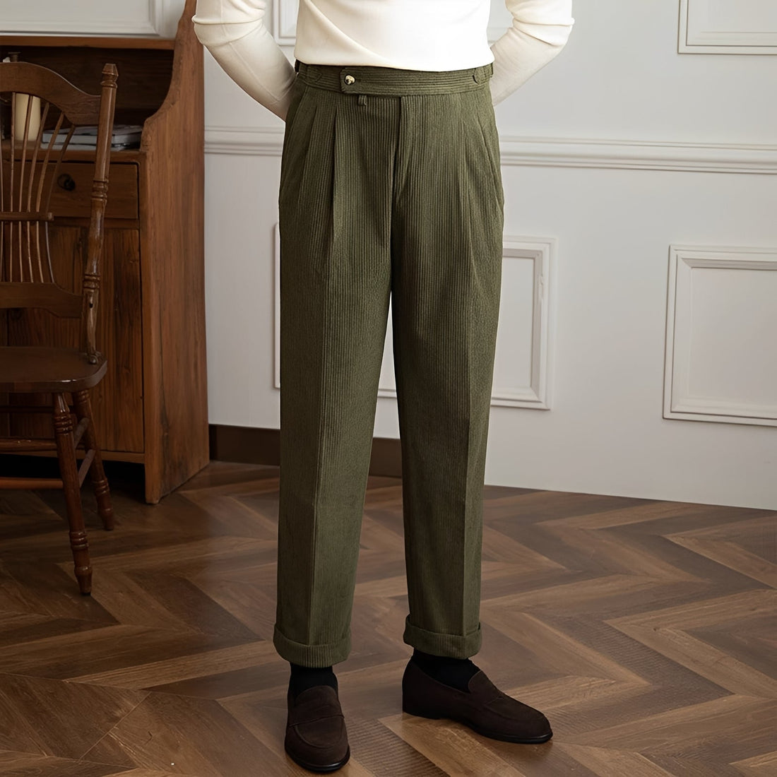 Rafael - Pantalon à Taille Haute en Tissu Texturé