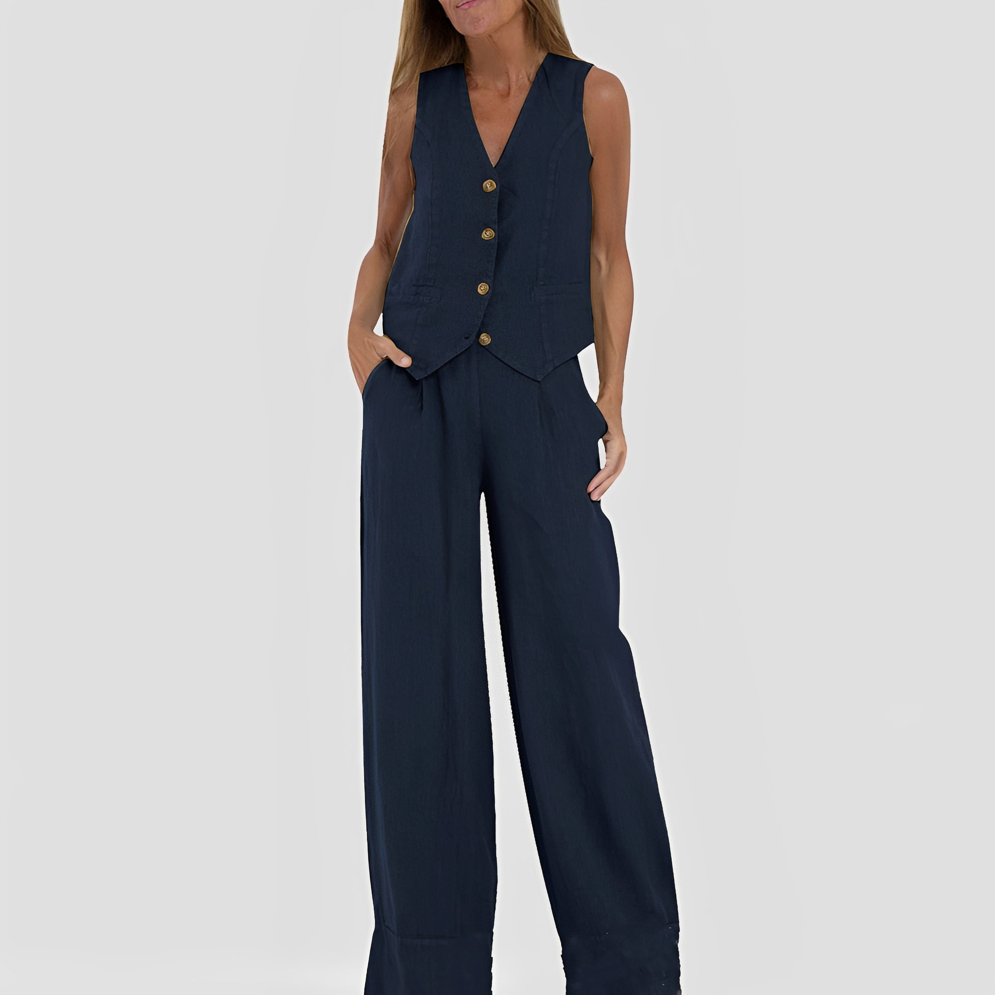 Joan - Ensemble sans manches et pantalon ample décontracté pour femmes