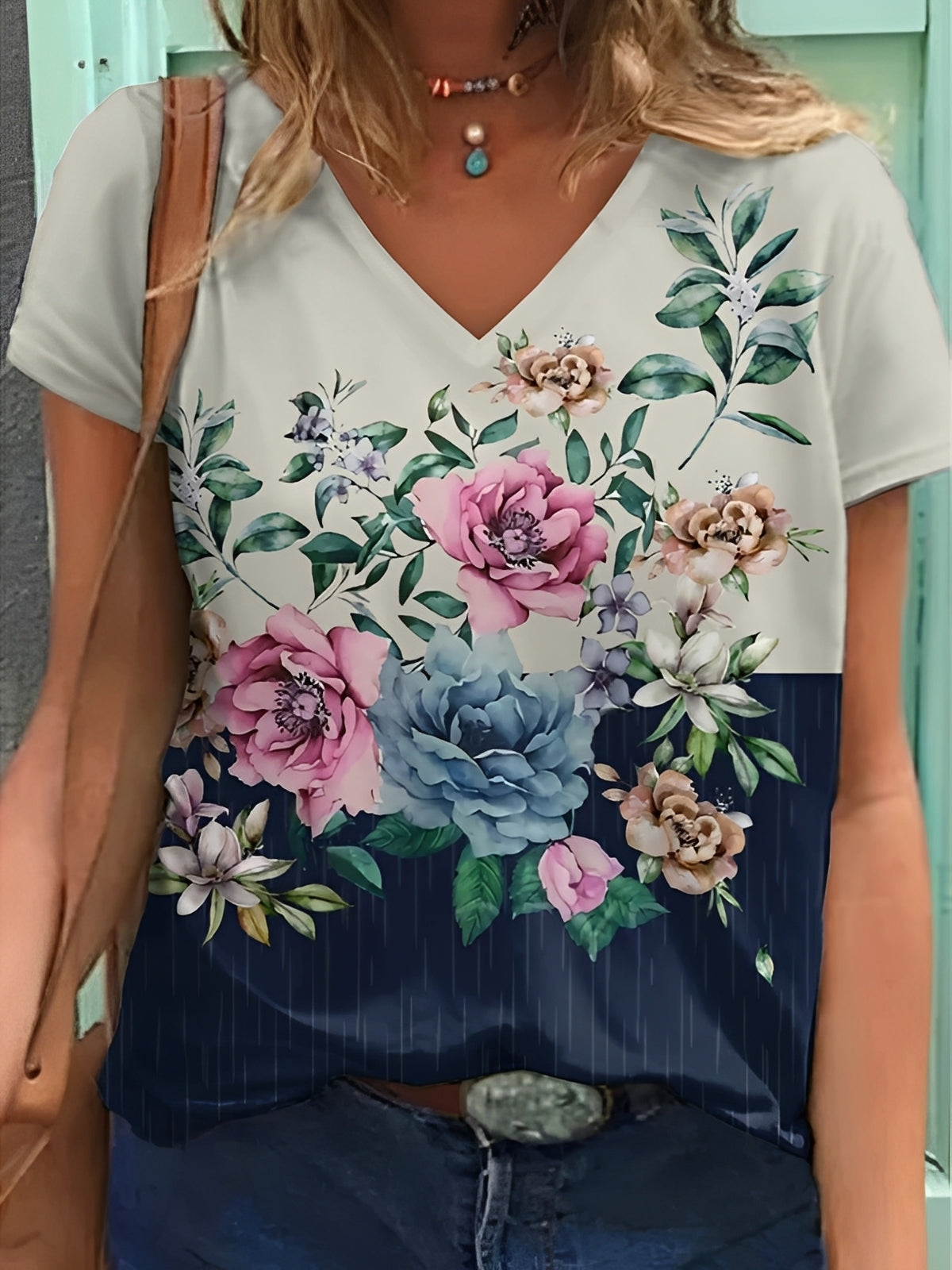 Niki - Haut chic à motifs de fleurs pour femmes
