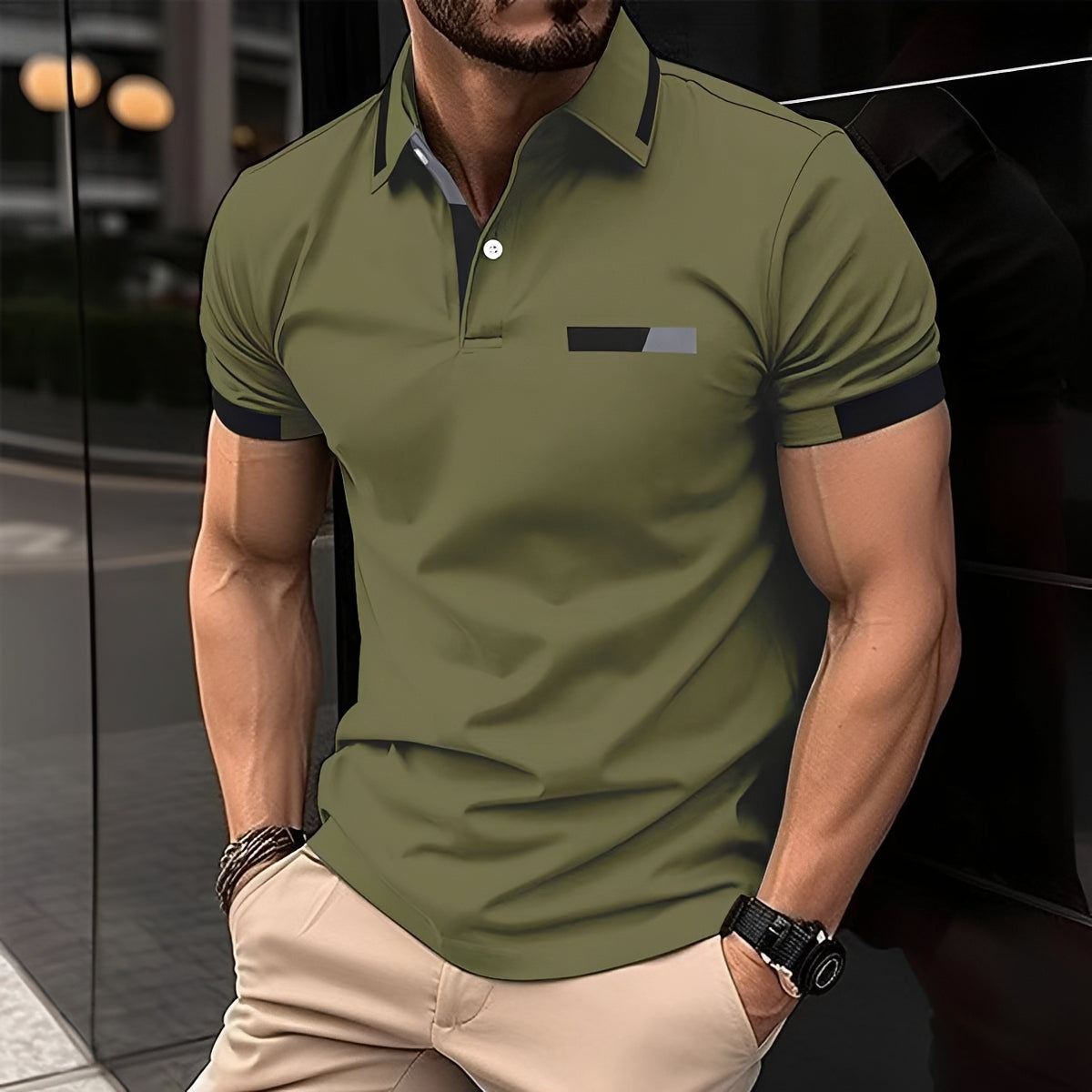 Julian - Polo élégant et sportif avec col rabattu pour hommes