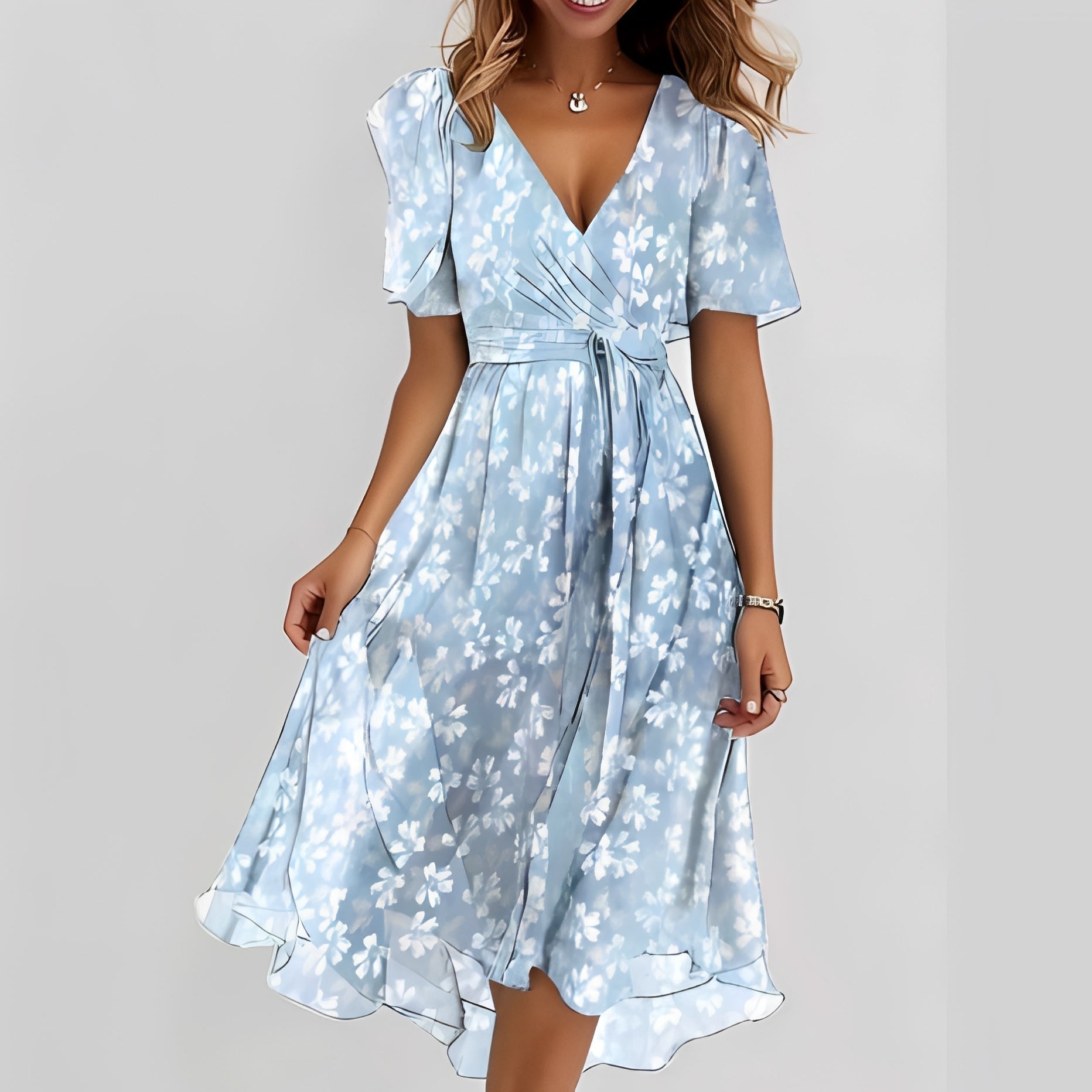 Emelia - Robe en voile à motifs floraux