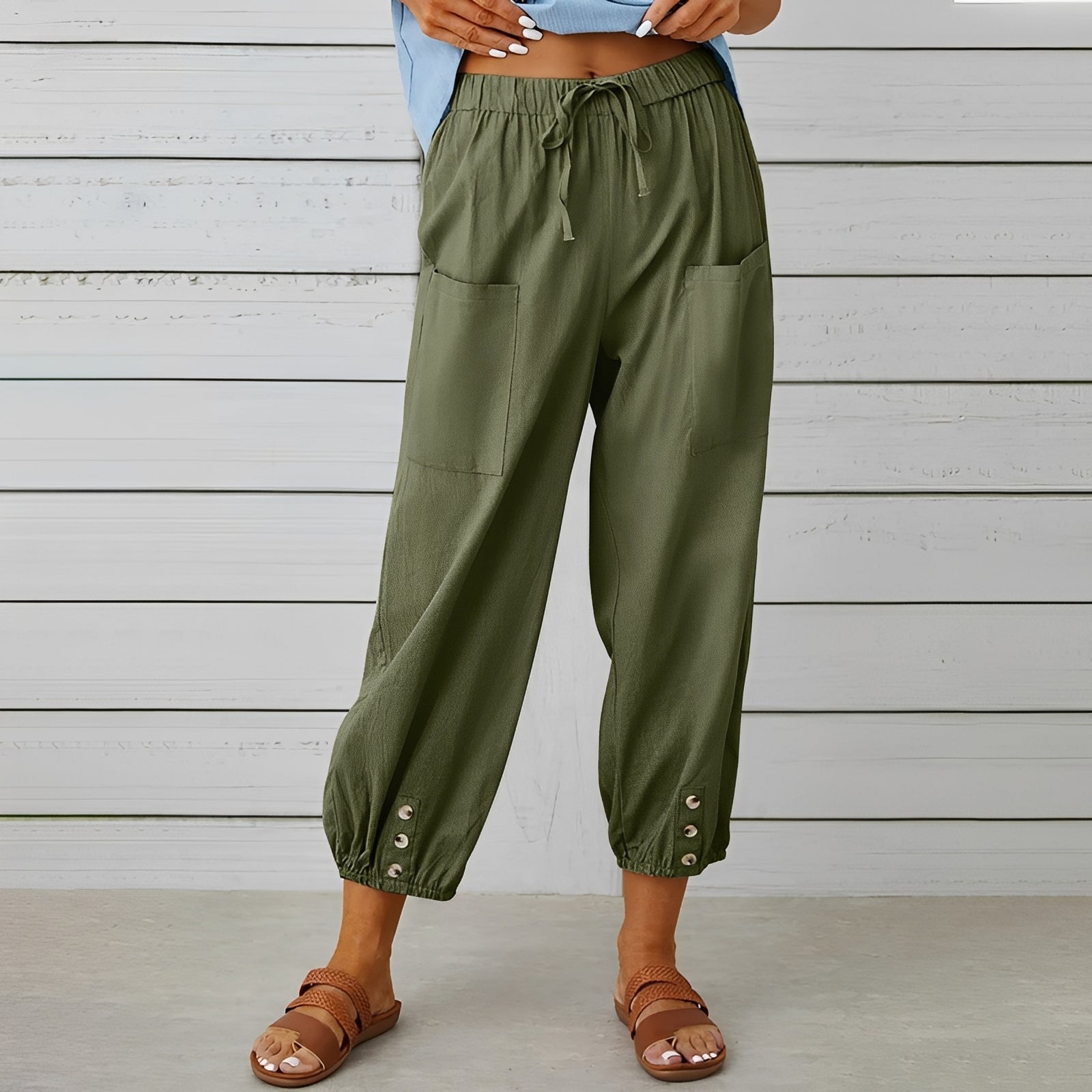 Christa - Pantalon large, décontracté et raccourci pour femmes