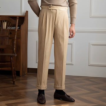 Rafael - Pantalon à Taille Haute en Tissu Texturé