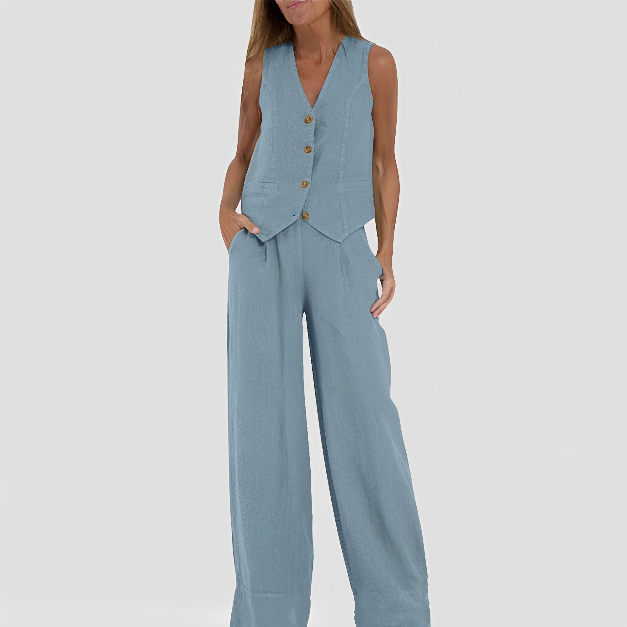 Joan - Ensemble sans manches et pantalon ample décontracté pour femmes