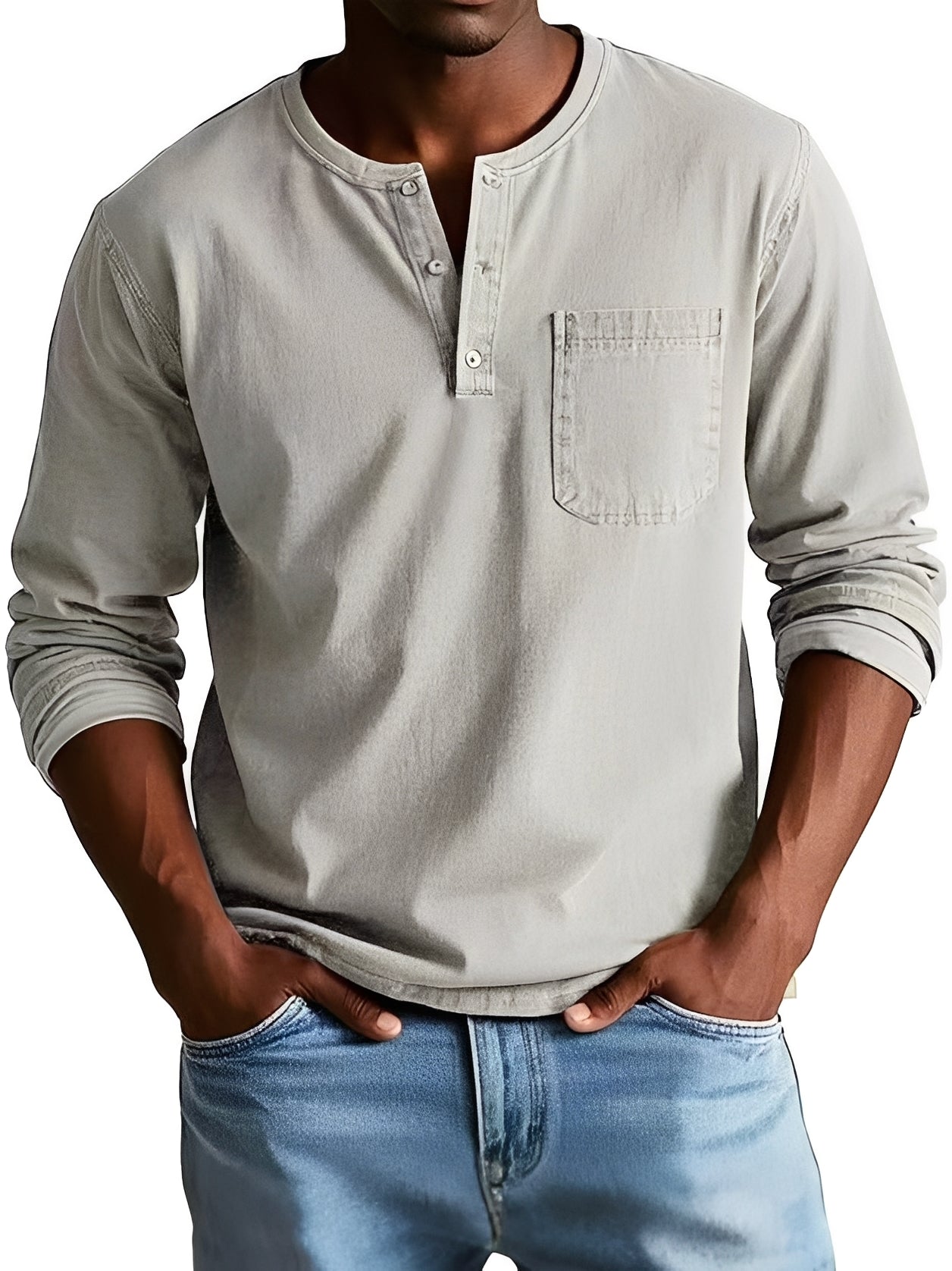 Steve - Chemise homme à manches longues, style décontracté