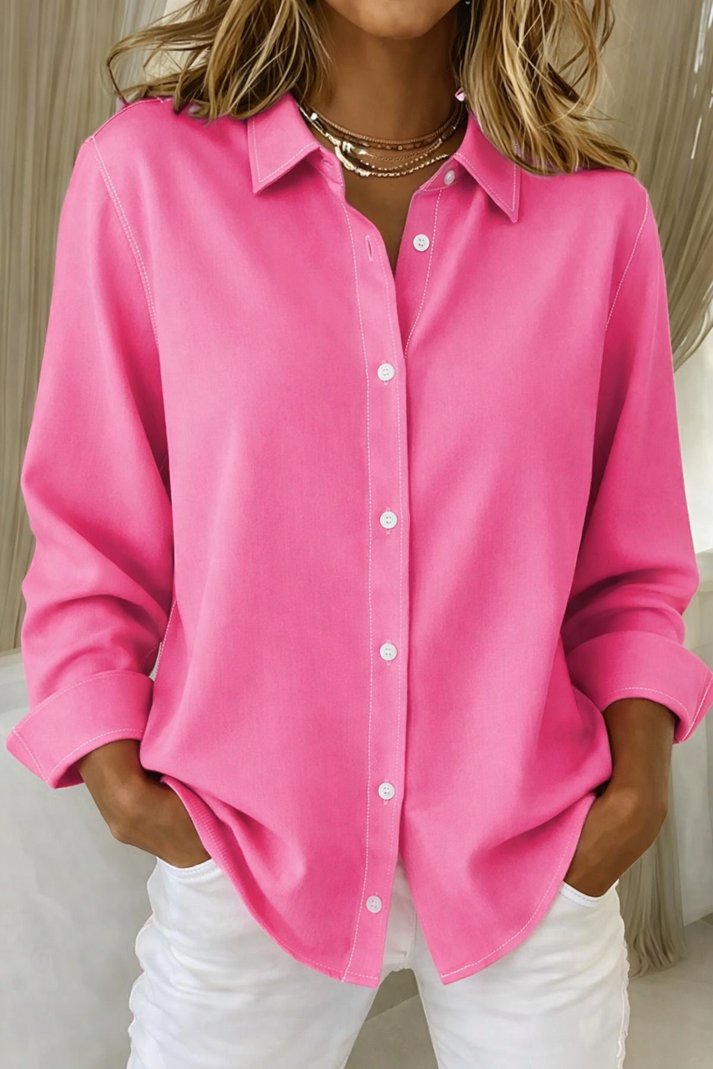 Sophie- Blouse élégante pour femmes avec patte de boutonnage