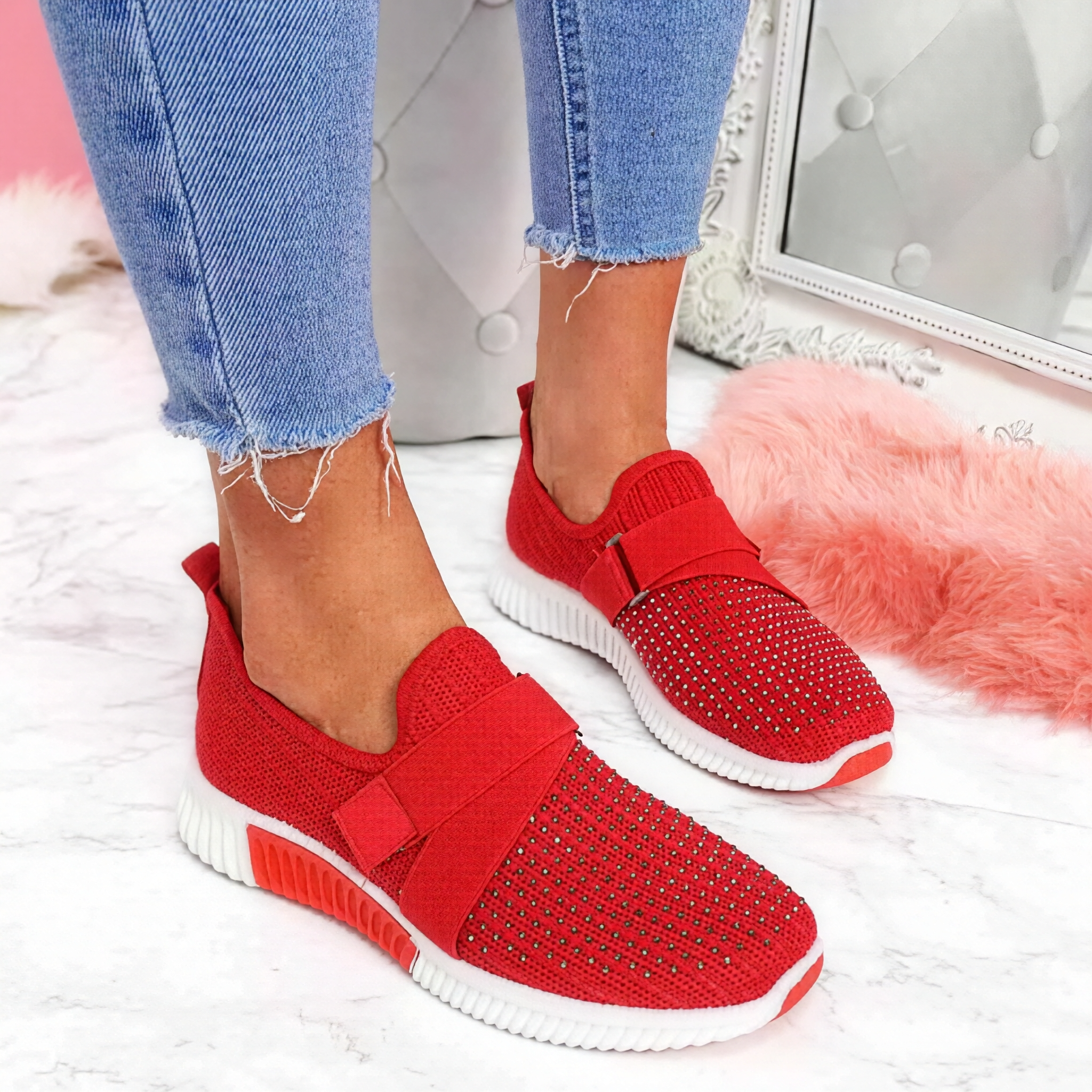 Kinsley - Baskets faciles à porter avec motifs en cristal