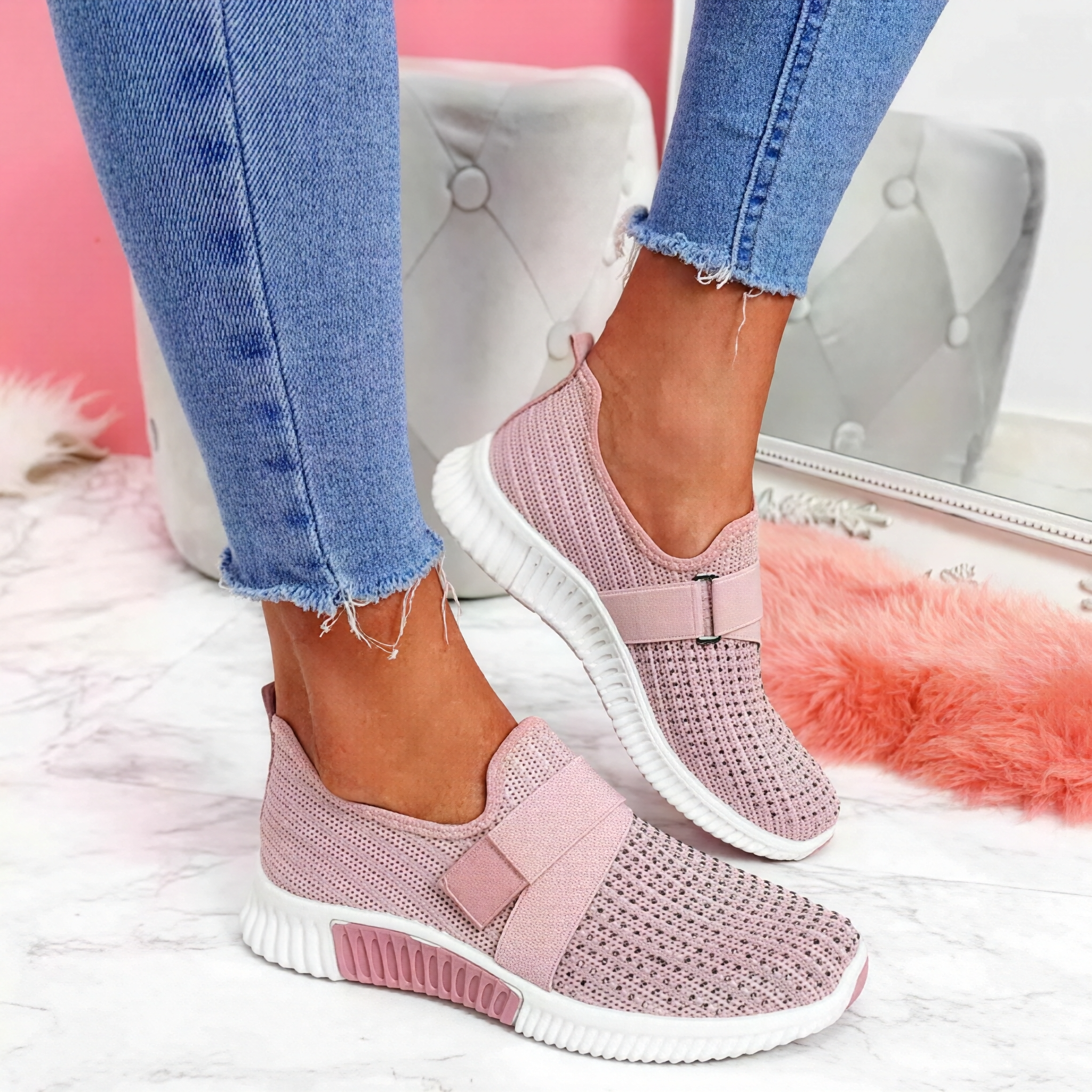 Kinsley - Baskets faciles à porter avec motifs en cristal