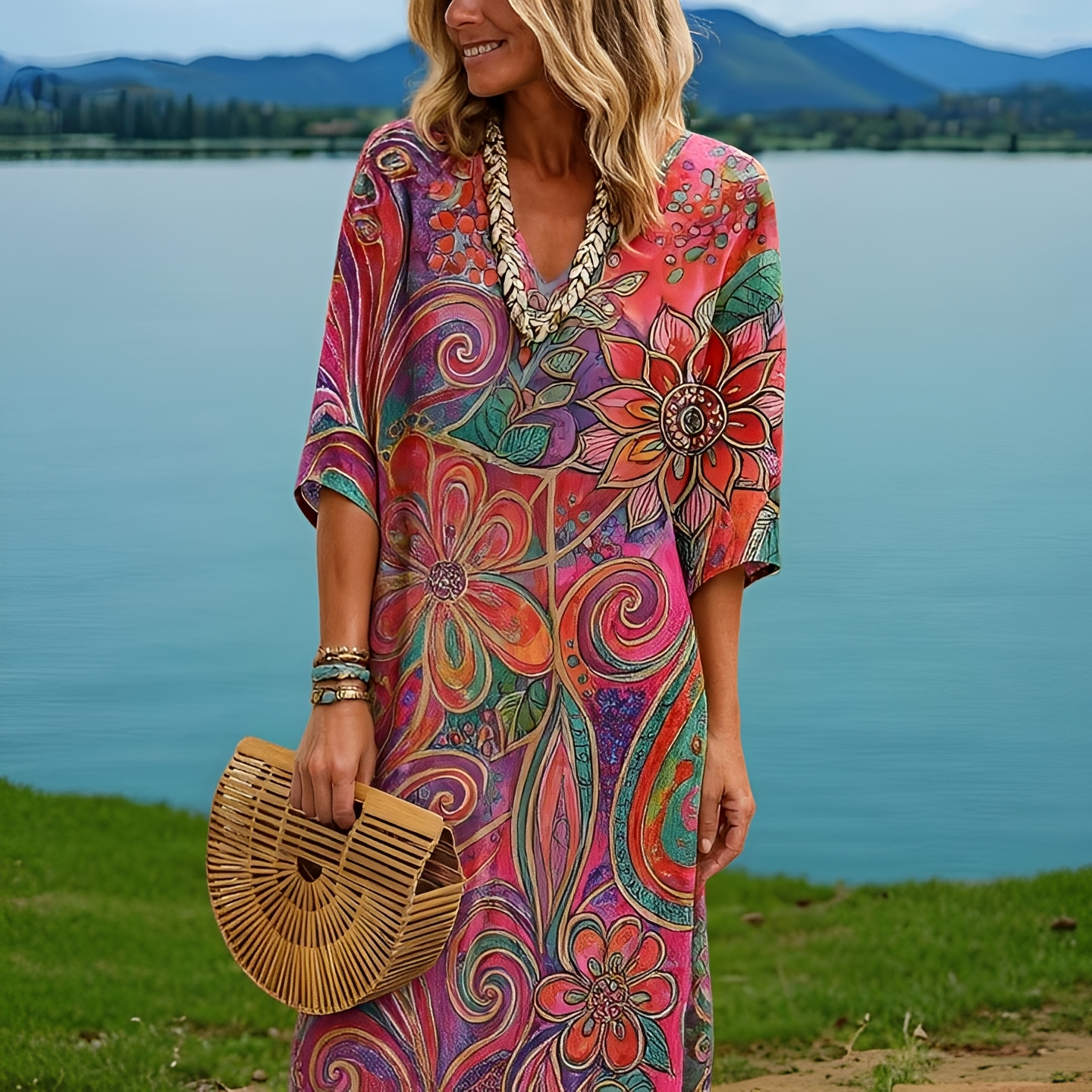 Amara - Robe à Motifs Floraux Colorés