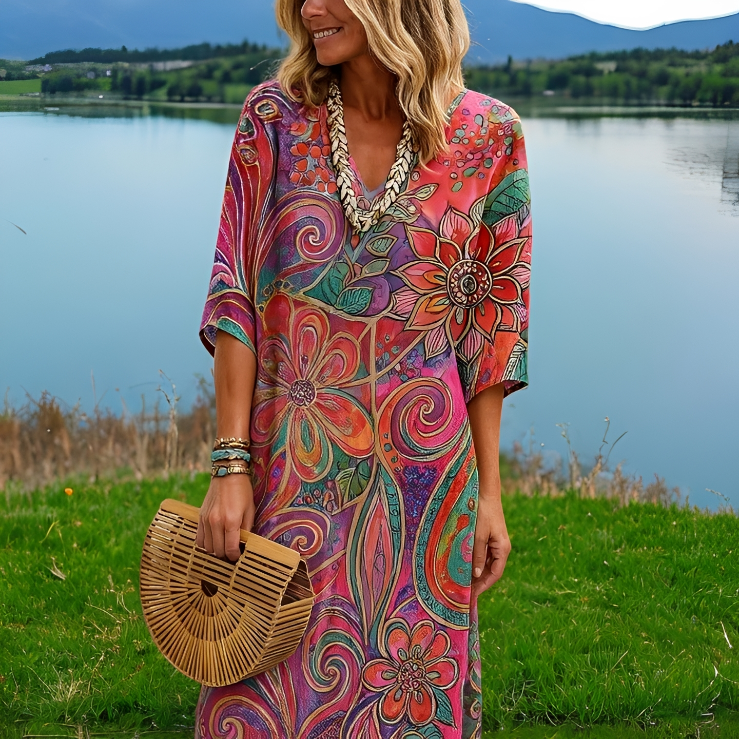 Amara - Robe à Motifs Floraux Colorés