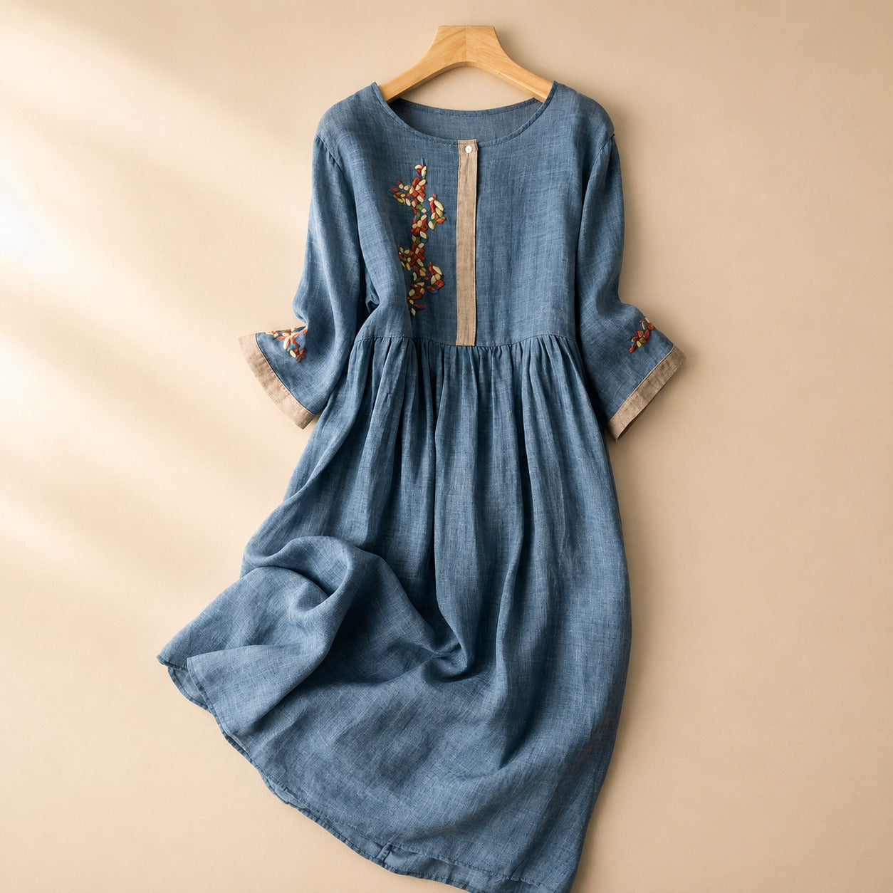 Laura - Robe Décontractée de Style Bohème avec Broderies