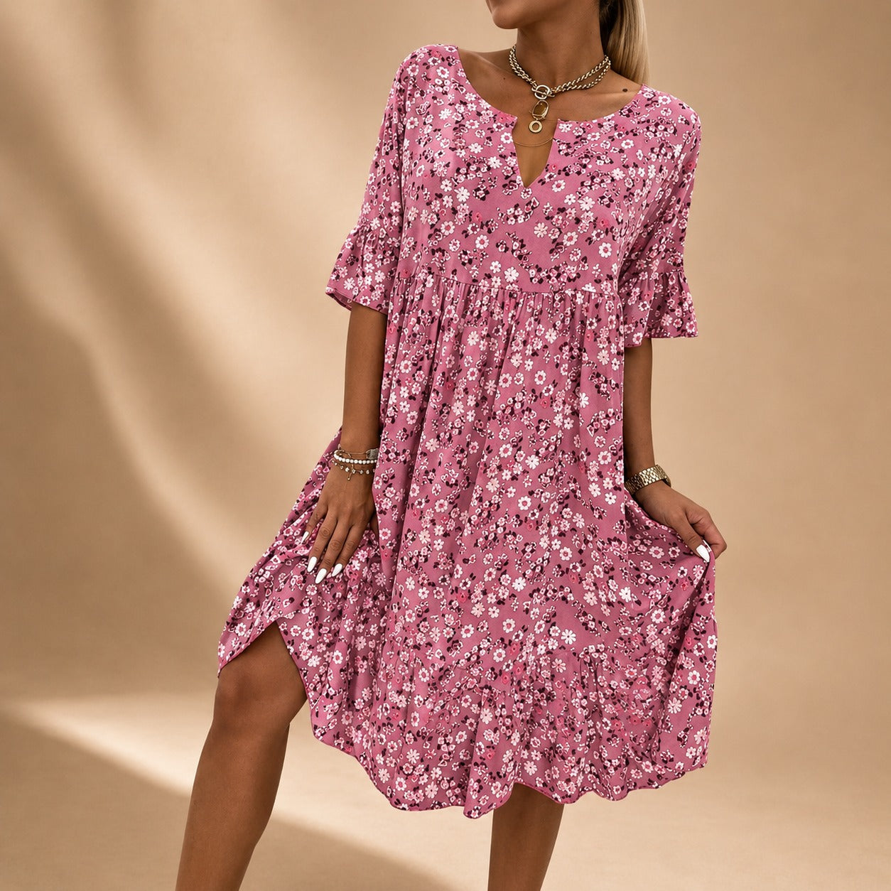 Lilian - Robe Élégante à Motifs Floraux